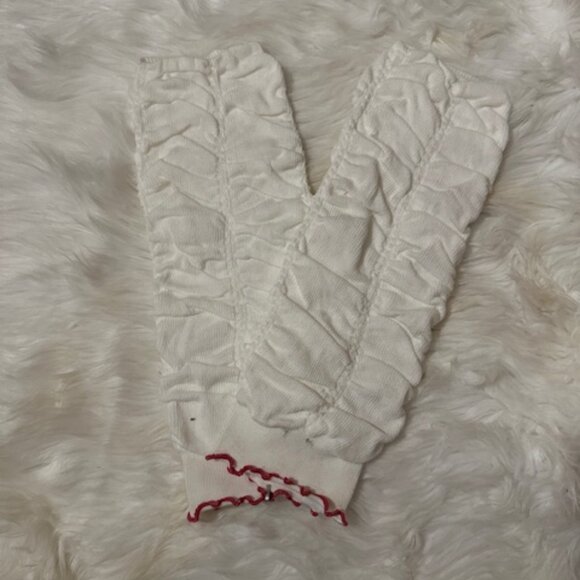 White with Hot Pink Trim Ruffle Legwarmers - Picture 1 of 1